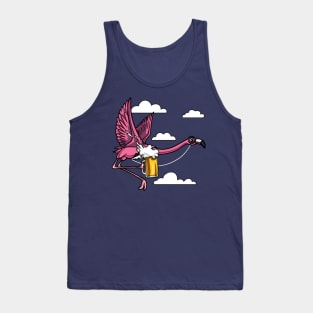 Flamingo Bird Beer Drinking Party Tank Top